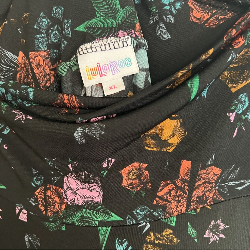 LuLaRoe Black Maxi Skirt with Multicolor Floral Print - Picture 2 of 3
